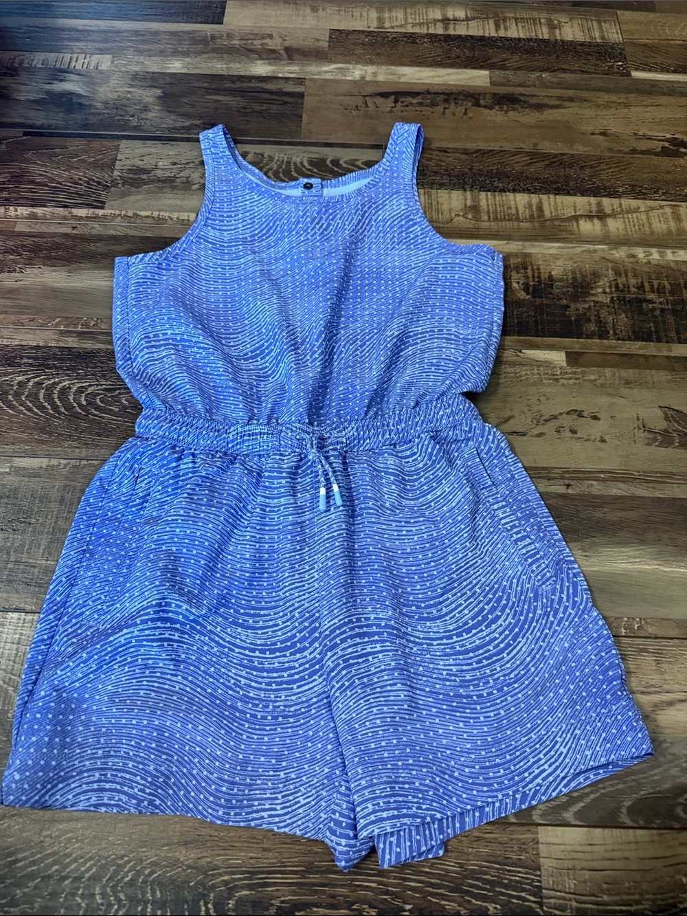 Athleta Blue Patterned Girls' Sleeveless Romper